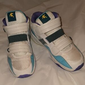 AND1 Boys Velcro White, Teal, Yellow, Purple Basketball Sneakers Size 6